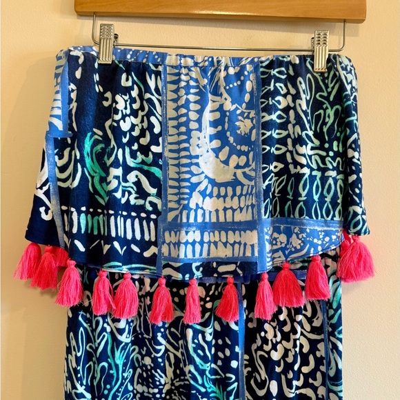 Lilly Pulitzer Strapless Blue & Pink Meridian Midi Dress Size Medium - Picture 5 of 10